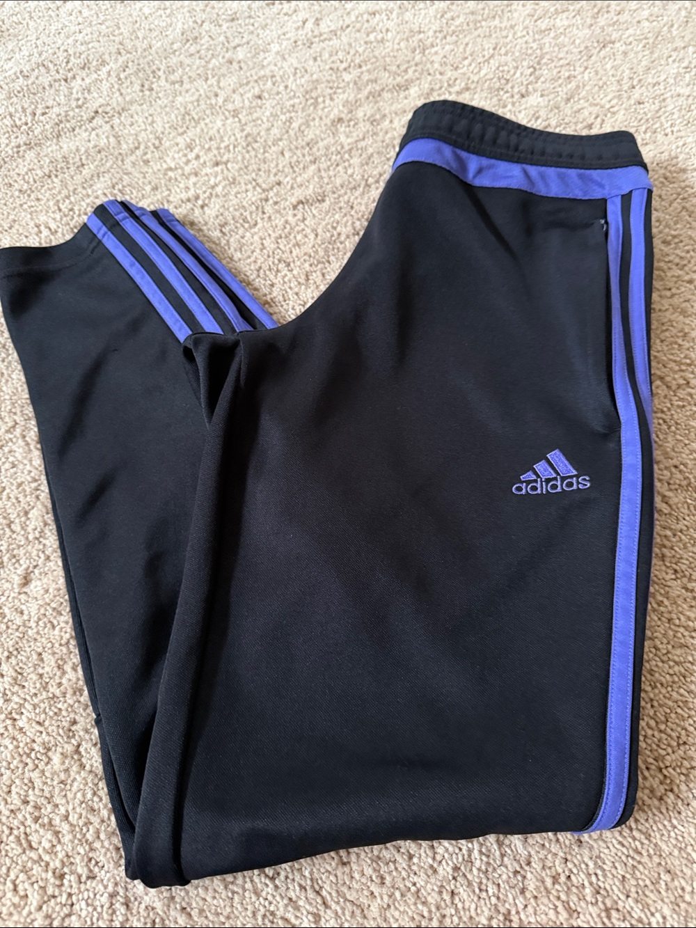 Adidas Black and Purple Track Pants